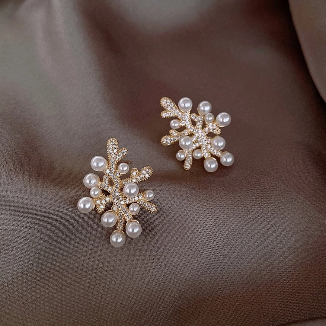 Boucles d'oreilles corail et perles