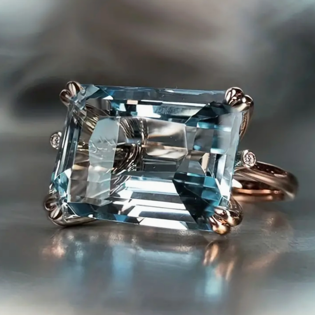 Bague vintage en zirconium bleu