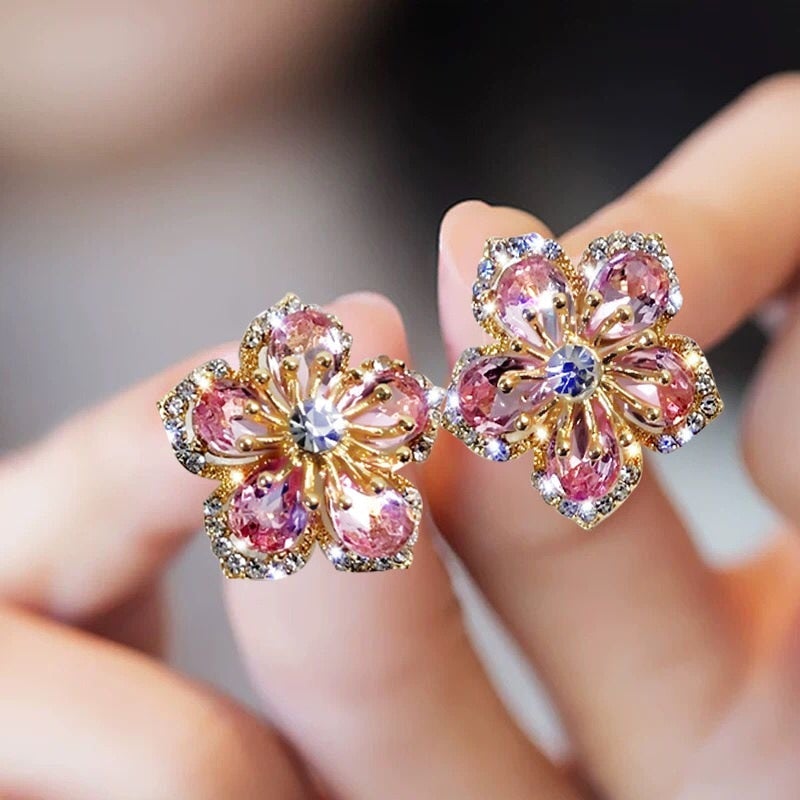 Boucles d'oreilles en argent avec zircon multicolore