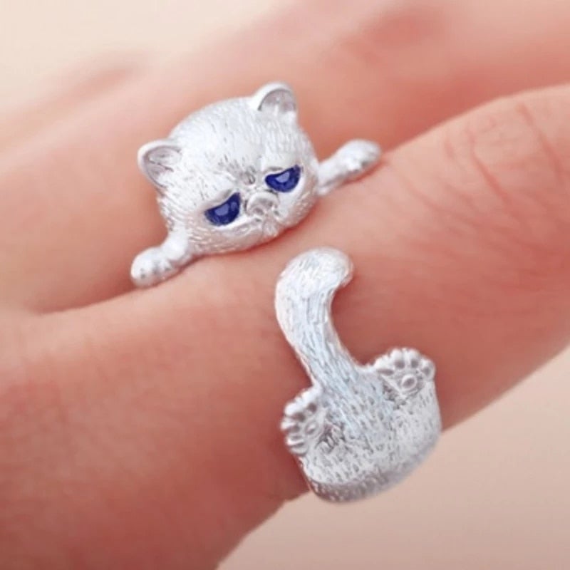 Bague réglable en argent sterling 925 avec chaton