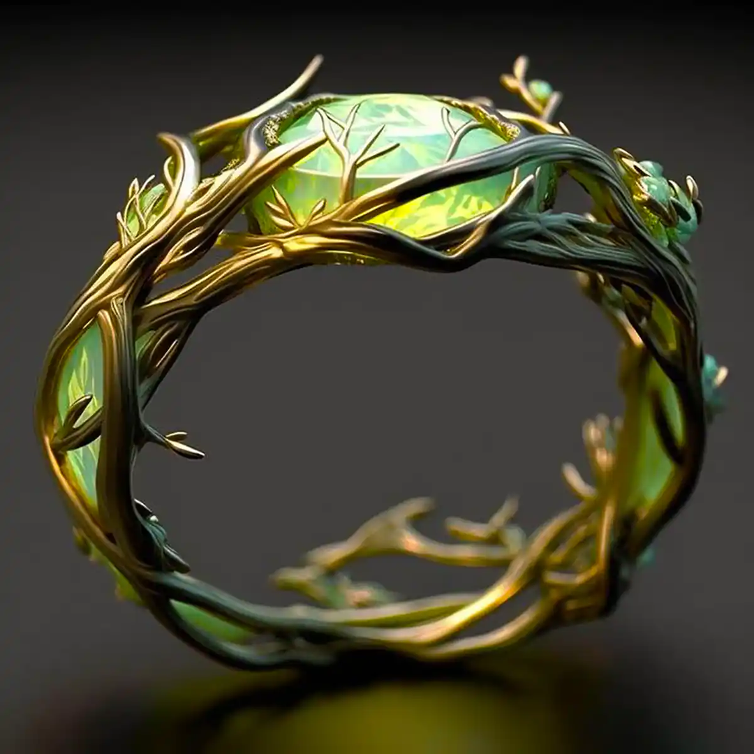 Aina | Bague en opale verte naturelle