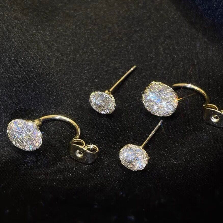 Boucles d'oreilles à double extrémité ornées de zircone