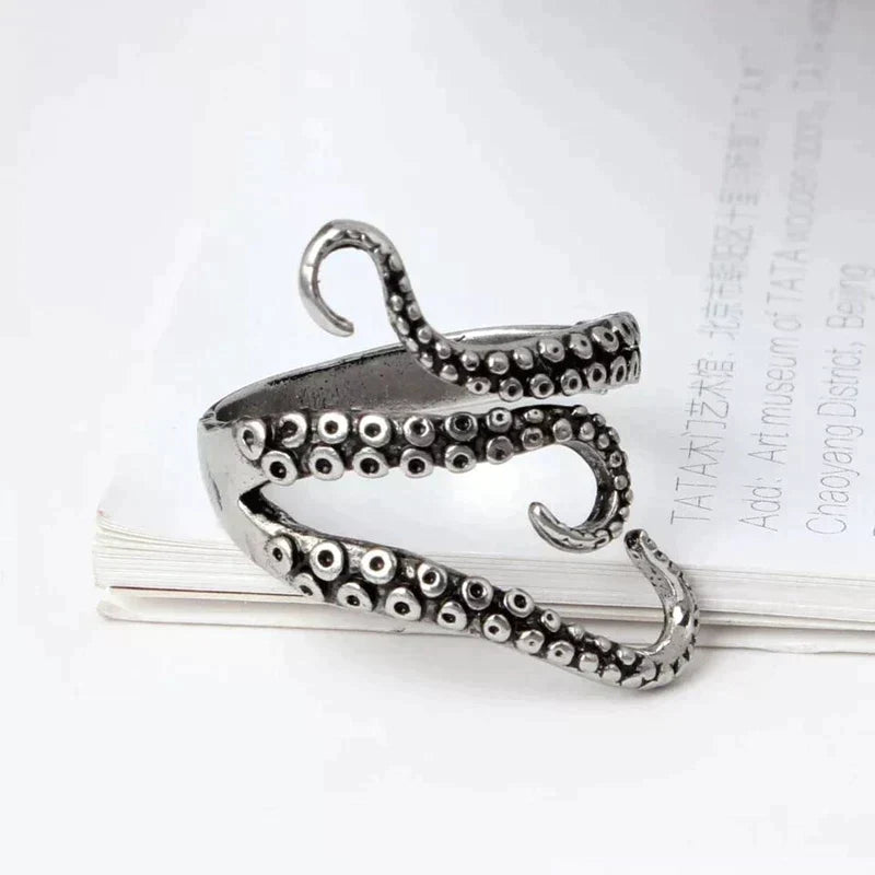 Bague en argent ajustable avec tentacules