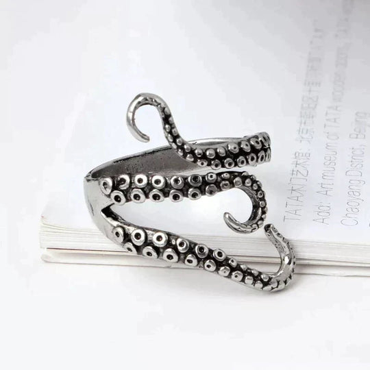 Bague en argent ajustable avec tentacules