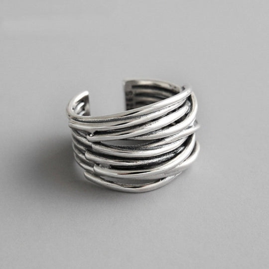 Bague superposée ajustable en argent sterling 925