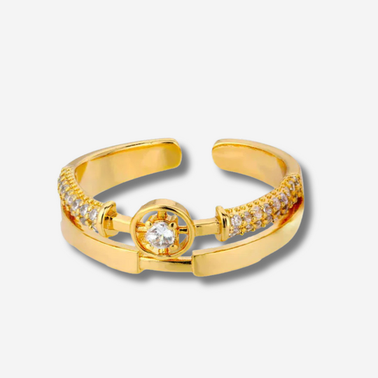 Bague étoile ajustable en or et zircone