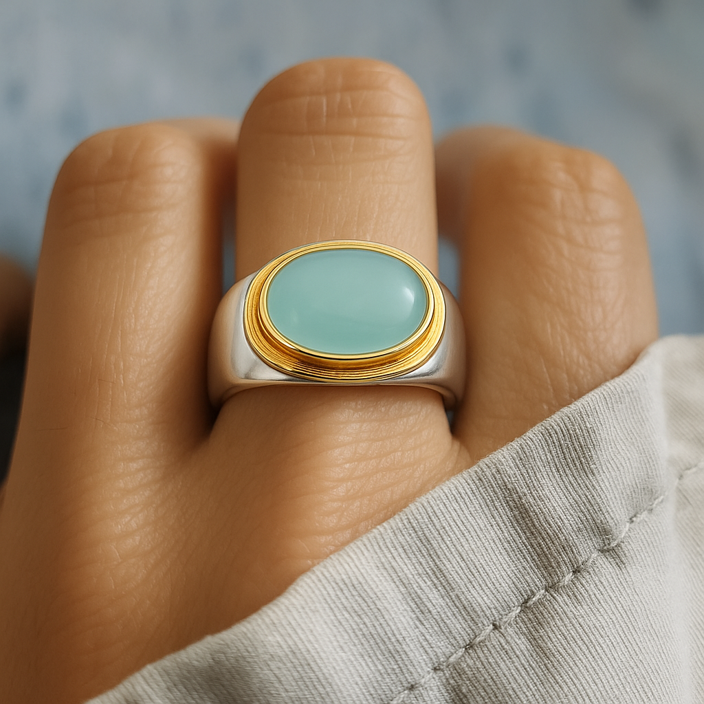 Gabi - Bague vintage en pierre de lune verte