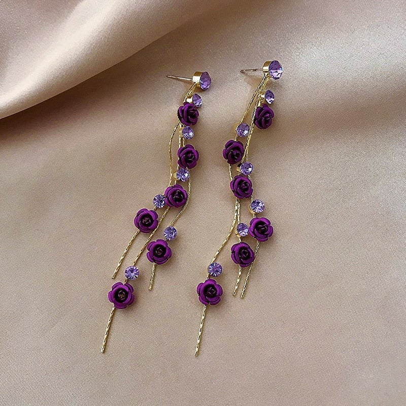 Boucles d'oreilles « Cascade de roses »
