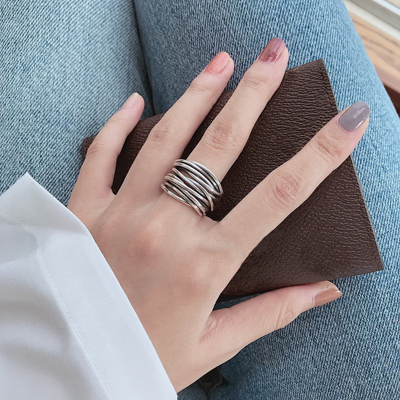 Bague superposée ajustable en argent sterling 925