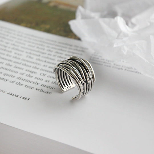 Bague superposée ajustable en argent sterling 925