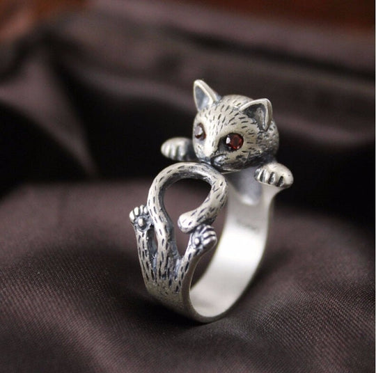 Bague en argent sterling 925 peinte à la main et réglable