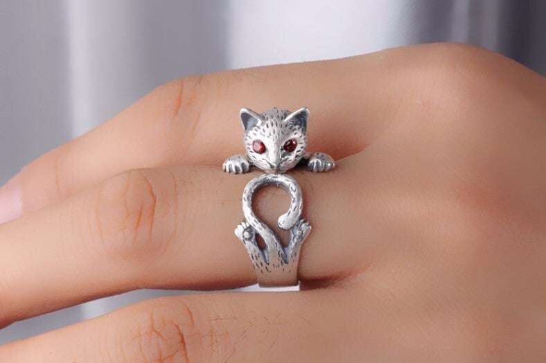 Bague en argent sterling 925 peinte à la main et réglable