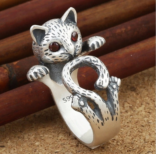 Bague en argent sterling 925 peinte à la main et réglable