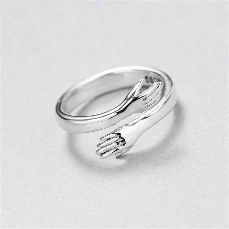 Bague en argent ajustable « Étreinte »