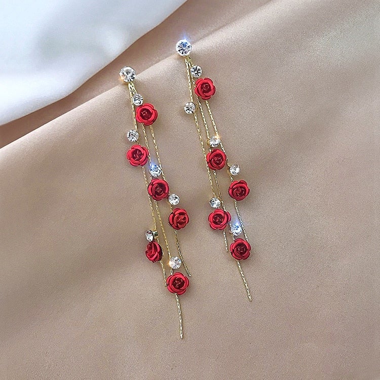 Boucles d'oreilles « Cascade de roses »