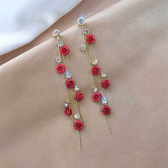 Boucles d'oreilles « Cascade de roses »
