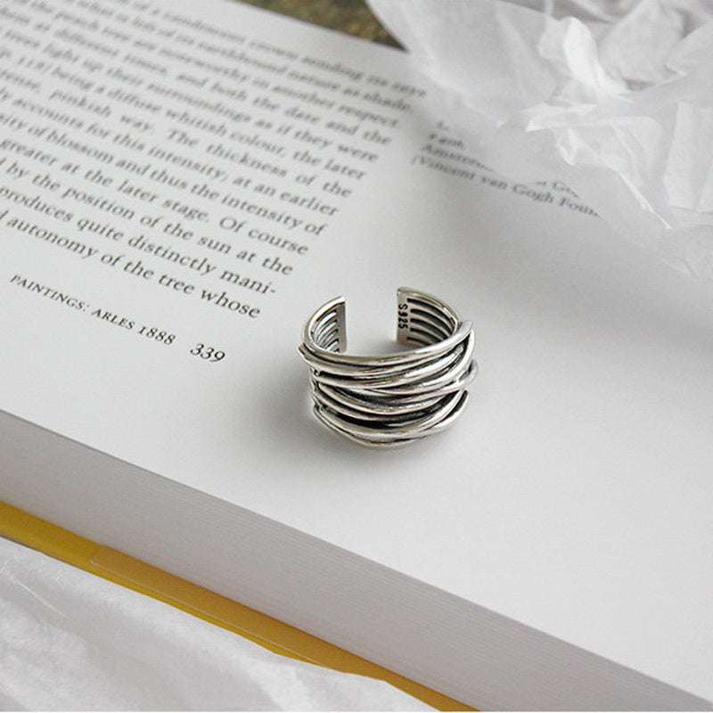 Bague superposée ajustable en argent sterling 925