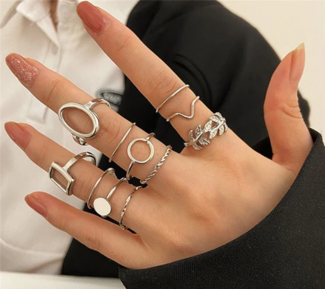 Lot de 11 bagues vintage en argent