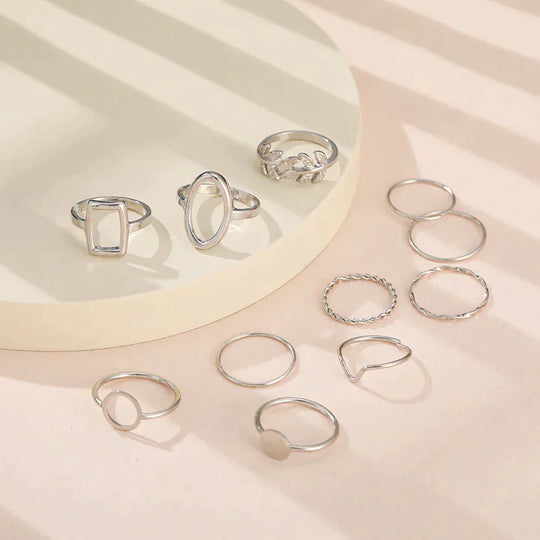 Lot de 11 bagues vintage en argent