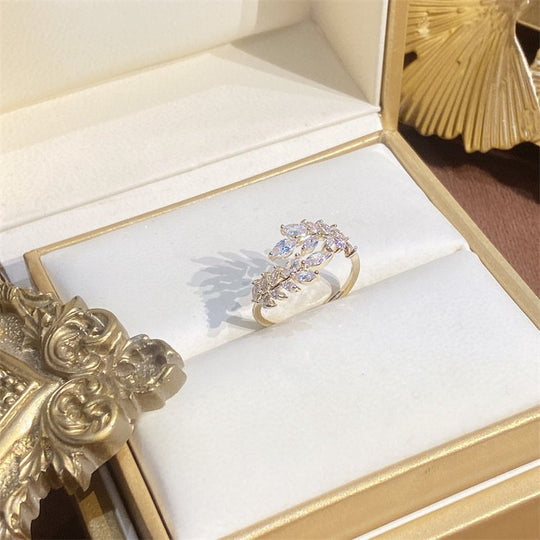 Bague couronne en zircone plaquée or