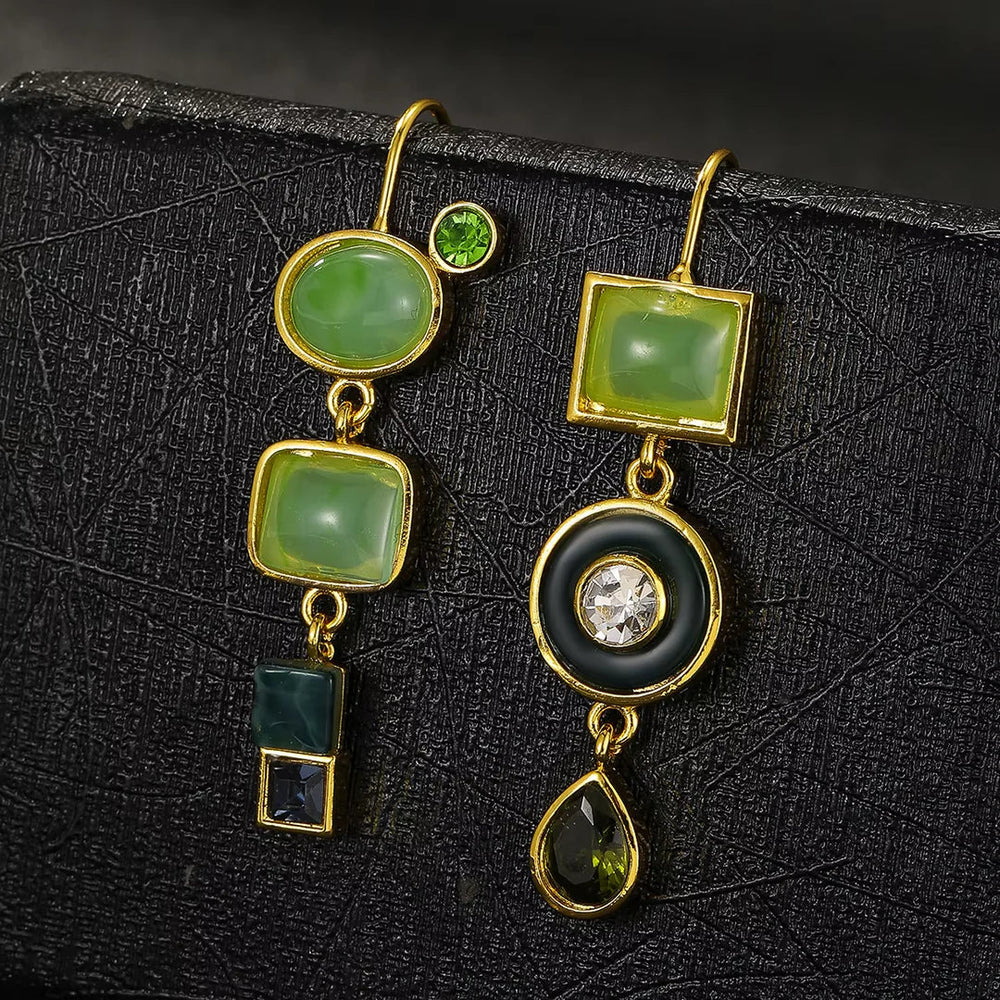Boucles d'oreilles vintage vertes en forme de goutte