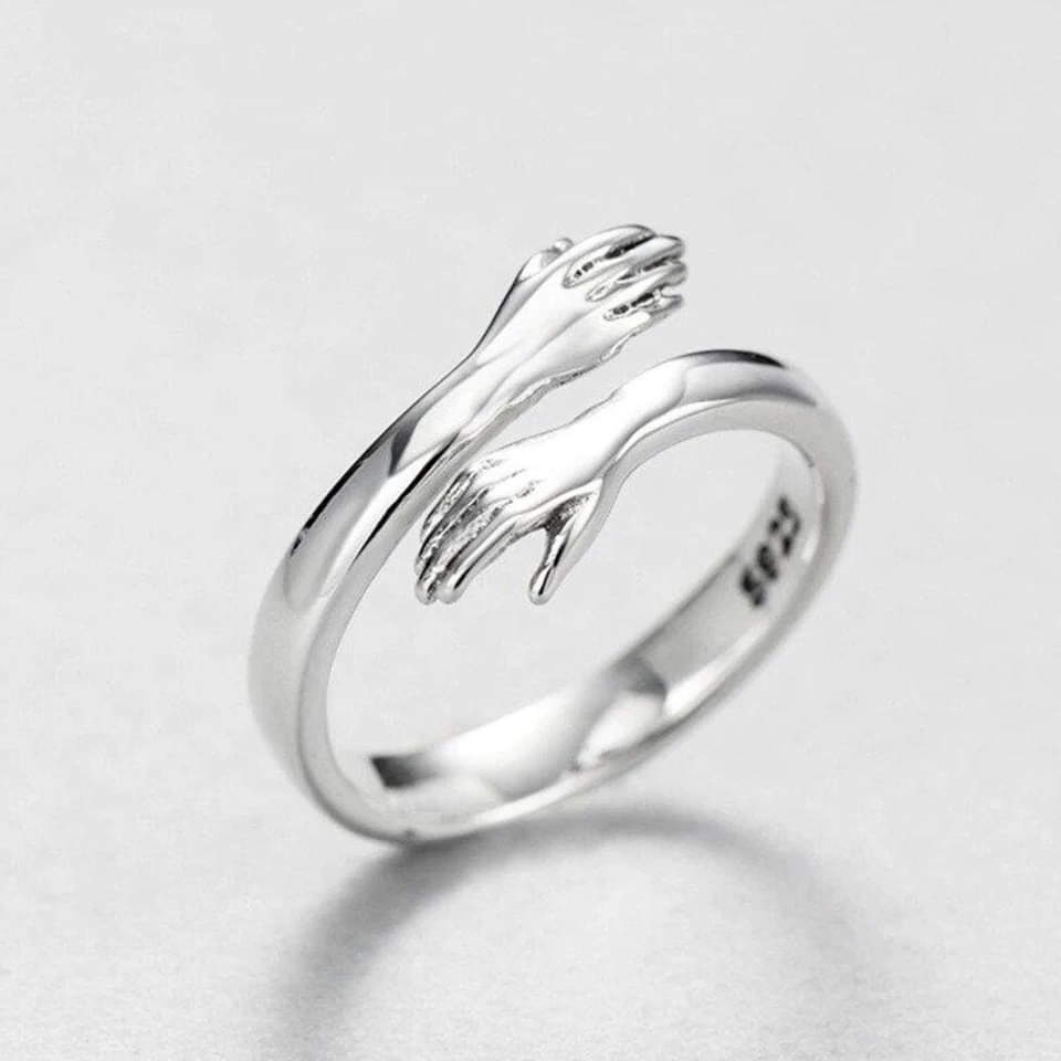 Bague en argent ajustable « Étreinte »