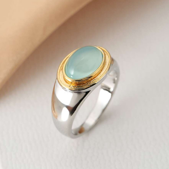 Gabi - Bague vintage en pierre de lune verte