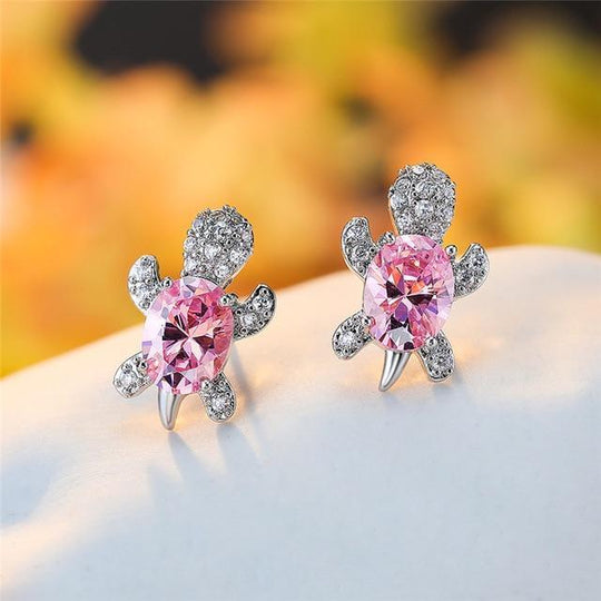 Boucles d'oreilles tortues de mer en zirconium et argent