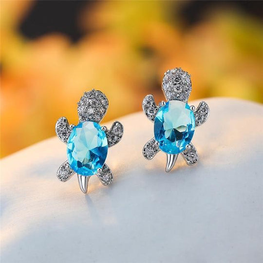 Boucles d'oreilles tortues de mer en zirconium et argent