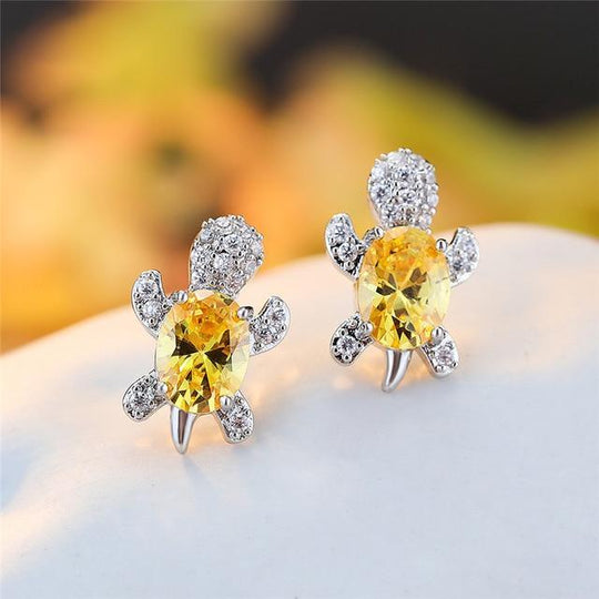 Boucles d'oreilles tortues de mer en zirconium et argent