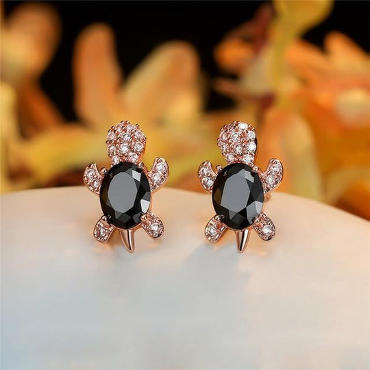 Boucles d'oreilles tortues de mer en zirconium et argent