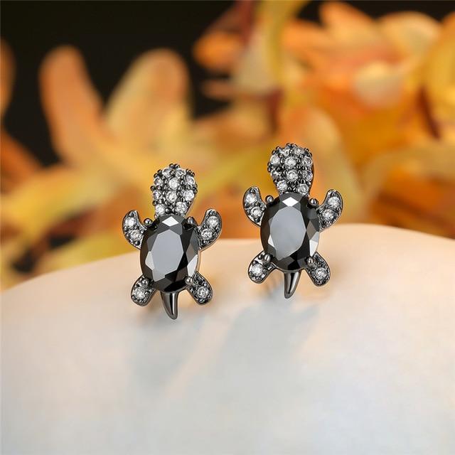 Boucles d'oreilles tortues de mer en zirconium et argent