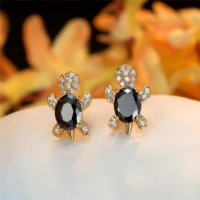 Boucles d'oreilles tortues de mer en zirconium et argent